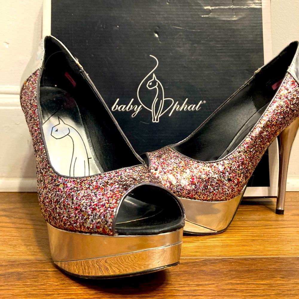 Baby Phat Glitter Heels Women’s size 10
